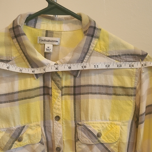 Croft & Barrow Yellow & Grey Plaid Shirt - Picture 2 of 7